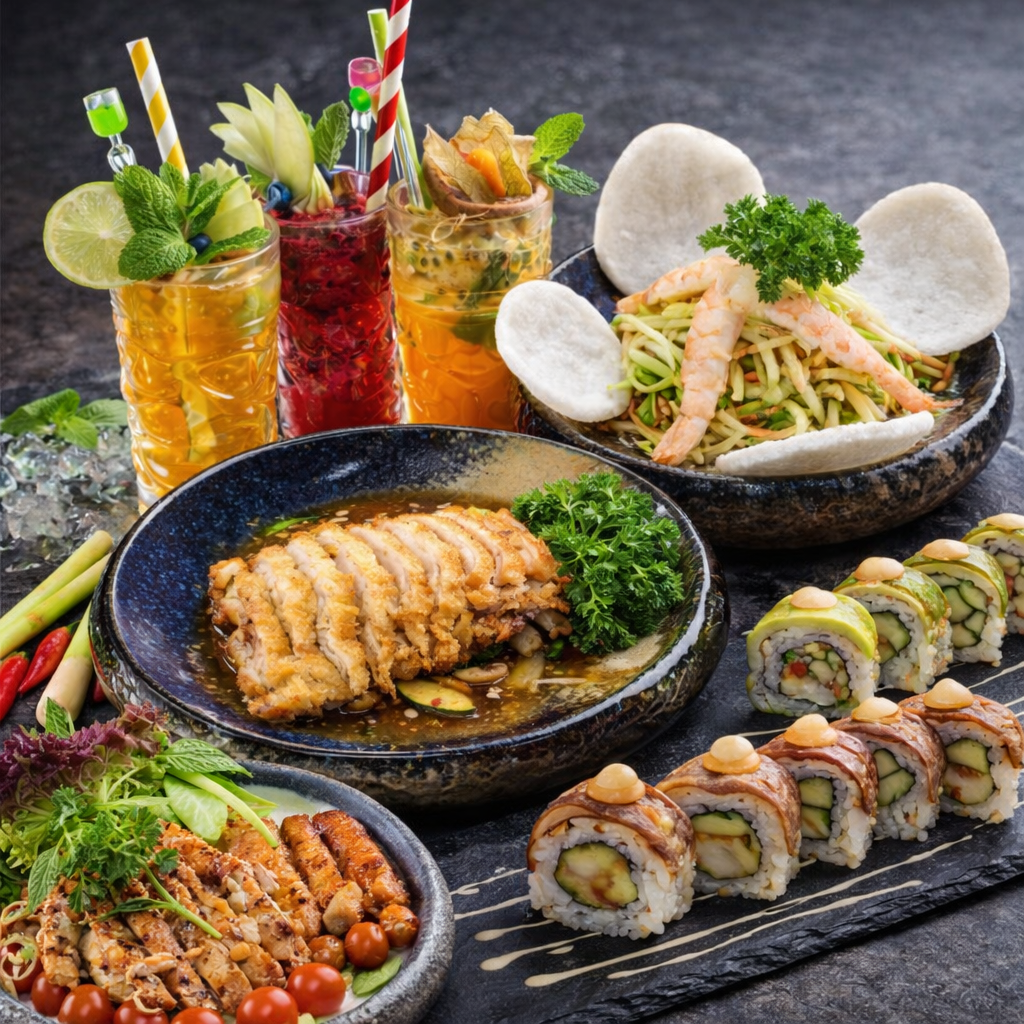 Sushi, warme Lieblingsgerichte & hausgemachte Drinks